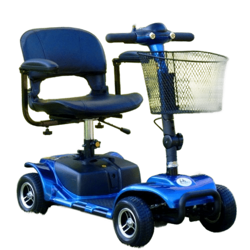 Blå handicap scooter med drejesæde
