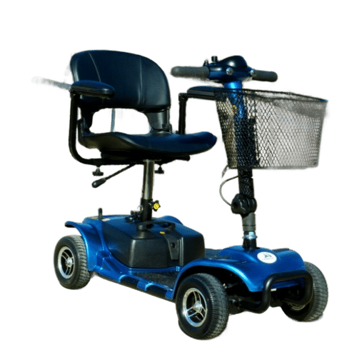 Blå handicap scooter med drejesæde